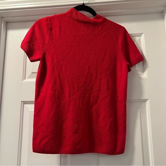 Kim Rogers Collection Small Red Cashmalon Short Sleeve Sweater - Picture 5 of 5